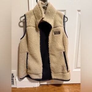 L.L. Bean Women’s Sherpa Beige and Navy Fleece Vest